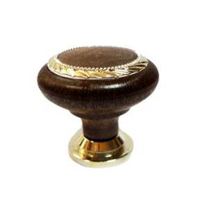 Ручка мебельная кнопка К4 орех+золото пластик