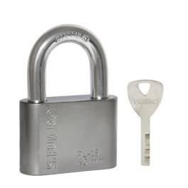 Замок навесной PL-WEATHER-1550 Nickel 4 fin key (PL-15-50) диск.кл. Fuaro (Фуаро)