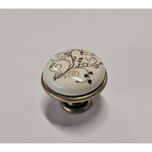 Ручка мебельная кнопка Н003-3430 АB бронза-керамика